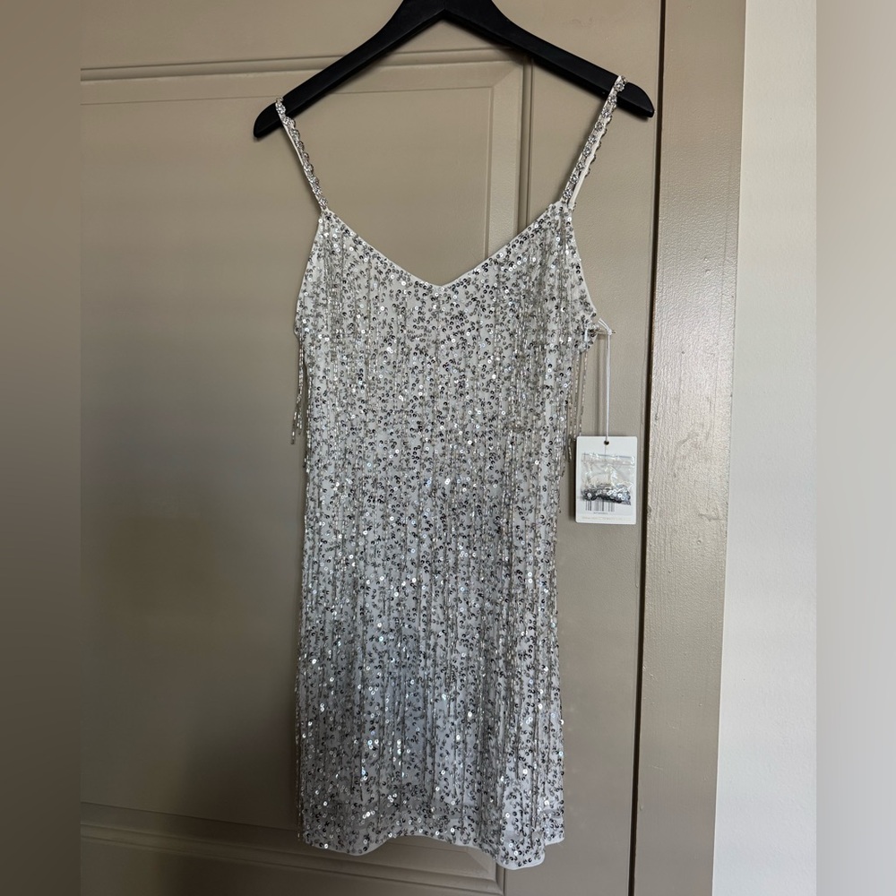 Show Me Your MuMu Sparkling Silver Mini Dress